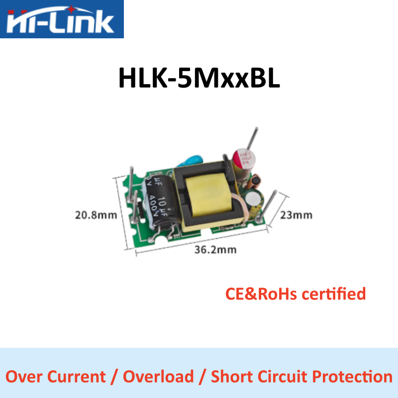 Open Frame Power Supply - Hi-Link HLK-5M03/05/12/15/24BL 5W Open Frame AC-DC