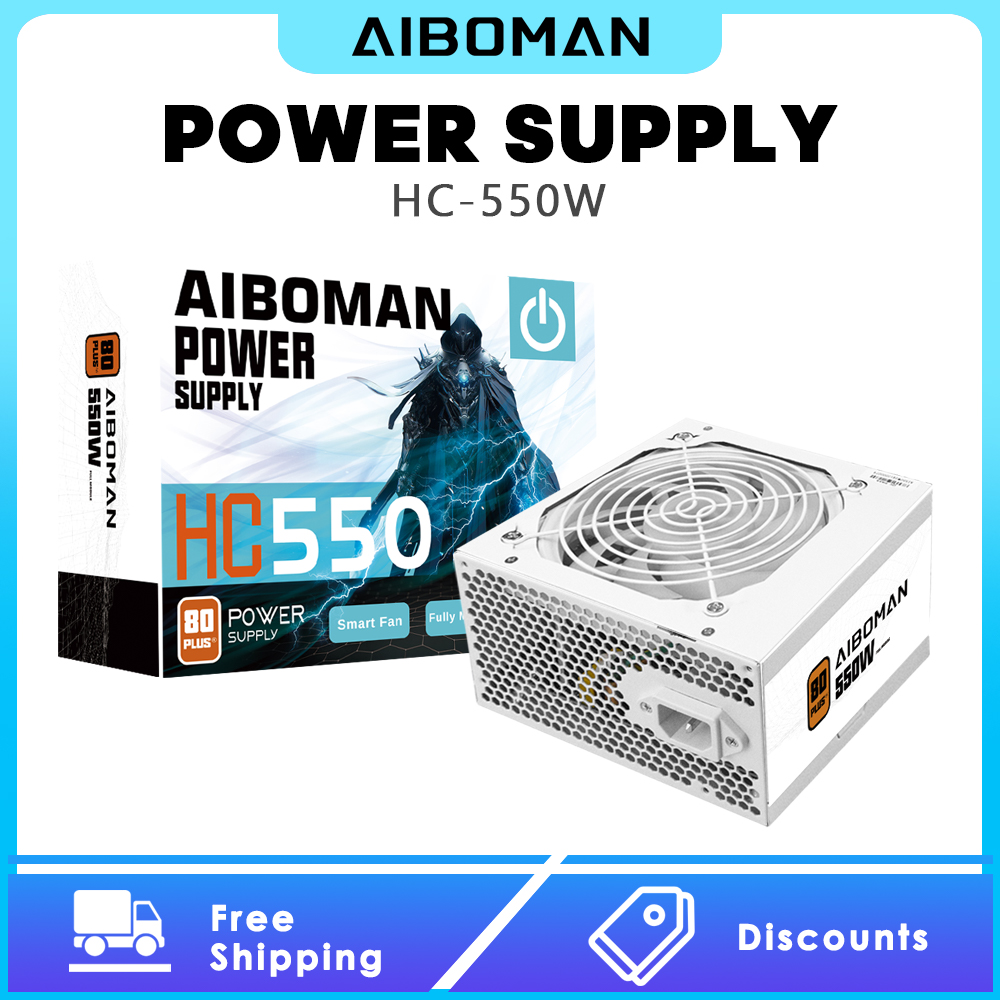 Power Supply 650W - AIBOMAN Voeding 550W 80PLUS Bronze Gaming